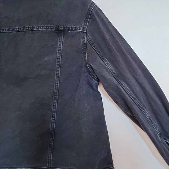 H&M Black Denim Jean Jacket Button Front in XS - Picture 10 of 11